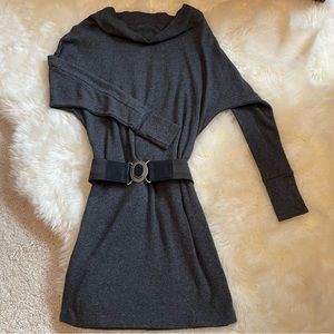 Vince ~ Gray Angora Cowl Neck Luxury Sweater Dress|Tunic - XS|belt not included